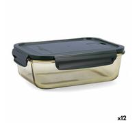 Bidasoa Fiambrera Hermética Infinity Rectangular 1,5 L Amarillo Vidrio (12 Unidades)