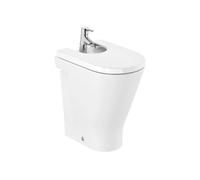 Bidé de pared con altura confort y acabado blanco The Gap Round de Roca - Con tapa