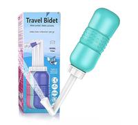 Bidé portátil de 450 ml, bidé de viaje, ducha portátil (boquilla corta + boquilla larga), botella perineale post parto (verde)