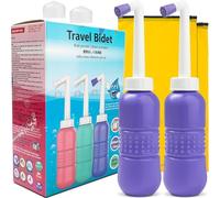 Bidé portátil de gran capacidad de 15 onzas, bidé personal de viaje, 450 ml, bidé de mano para viajes, higiene personal, posparto, cuidado perineal, paquete de 2 unidades, azul