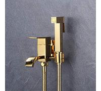 Bidé portátil para inodoro, acabado cuadrado de latón dorado, autolimpieza, juego de bidé B, fácil instalación, mejora de higiene para baño