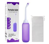 Bidé Portátil y Bidé de Viaje Portátil Mano con Aspersores Dobles Retráctiles, Botella Perineal Postparto, Spray Portátil para Ducha de Glúteos, Botella Peri Ducha íntima, 500ml,Púrpura