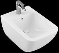 Villeroy & Boch Venticello bidé, 375x560mm, 1 agujero para grifo, con rebosadero, de pared, 44110001, Color: Blanco