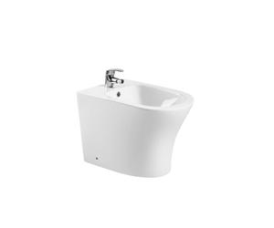 Bidet a suelo ceramico de Bano | Bide Adosado a Pared de Fondo Reducido Redondo Sin Tapa