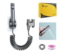 Bidet Handbrause für Toilette, Edelstahl Bidet Handbrause Set mit 1-in-2-out-Doppelsteuerventil Wasserhahnspender und Schlauch zum Waschen von Haustieren, Reinigen des Badebadeers