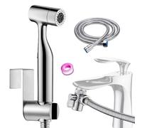 Bidet Handbrause Set, Multifunktionales Wasserreiniggerät mit Dual-Modus (Jet/Stream)-Llieferung mit Wasserhahnspender, Schlauch- und Haken-WC- oder Wand-Bidet-WC-Aufsatz, Sprühkopf aus ABS