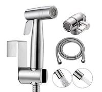 Bidet Kit de rociador de mano para inodoro y pañales de tela, 2 Modos ducha de acero inoxidable para bebés con divisor de grifo, conexión de manguera e inodoro o montado en la pared