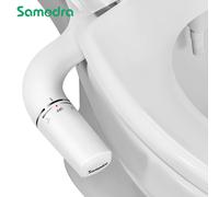 Bidet SAMODRA Ultra-Delgado, Bidet Minimalista para Inodoro con Doble Boquilla (Lavado Frontal y Trasero) Presión de Agua Ajustable, Attachment de Asiento para Inodoro con Agua Fresca, Fácil de 3-8 FR