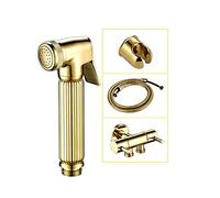 Bidet Shower Kit Bidet Muslim Shower (o Kitchen/Lavabo/Grifo de servicio) grifo en una ducha o bidé - Golden Bidet Toilet Spray Gun Portable Shower Boquilla Set Booster Double Boca Angle Valve Fit