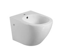 Bidet Suspendido Cerámico de Baño | Bidé al Aire Fondo Reducido Sin Tapa Redondo Cerámico Moderno y Fácil Limpieza | Blanco Brillo