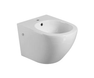 Bidet Suspendido Cerámico de Baño | Bidé al Aire Fondo Reducido Sin Tapa Redondo Cerámico Moderno y Fácil Limpieza | Blanco Brillo