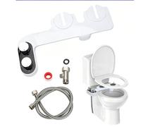 Bidet Toilet Seat Attachment, Chorro Agua Wc, Pulverizador Bidet para WC No Eléctrico con Doble Boquilla Retráctil y Autolimpiante, Control de Presión, Limpieza Frontal y Posterior