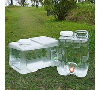 Bidon agua con grifo depósito de agua bidon agua Cubo cuadrado transparente para exteriores, coche, hogar, viaje autónomo, camping con grifo, cubo de almacenamiento de agua ( Color : Clear , Size : 9.