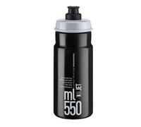 Elite Jet 550ml Negro Logo Gris - Botella biodegradable ciclismo - Ligera compacta 80g - Alto flujo sin BPA