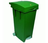 Bidón De Basura En PVC Con Tapa Verde, Ruedas Y Pedal De 38X50X80 Cm