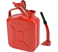 Bidón de combustible de 5/10/20 litros - Depósito de combustible metálico portátil con asa de 3 capas | Apto para coches, camiones y motocicletas, con boquilla extendida - Rojo(5L)
