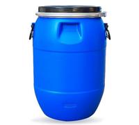 Bidón de Plástico con Tapa, Barril Azul con Aro de Cierre, Bidón Hermético para Agua y Transporte, Contenedor Abierto para Envío(100L)