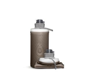 Bidón flexible FLUX 1L gris | Ultraligero, tapón de rosca antiderrame, ultra duradero, banda ancha, asa, para senderismo, camping y trekking