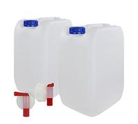 Bidón Garrafa Plástico 20 litros con Grifo. Apta para uso alimentario. Homologación para transporte. (2 Unidades).