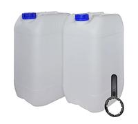 Bidón Garrafa Plástico 25 litros apilable con LLave. Apta para uso alimentario como depósito contenedor de agua potable. Homologación para transporte ADR. (2 Unidades+1 LLave)
