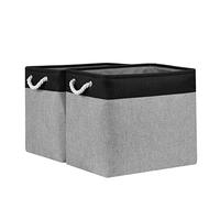 Bidtakay Canastas de almacenamiento extragrandes para organizar, canastas rectangulares grises de tela de lino, juego de 2 cestas de ropa para armario, estantes, pasillo, dormitorio, organizador de