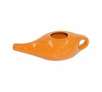 Biebri Neti Pot - Jarra de limpieza nasal (cerámica, 250 ml), color naranja