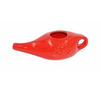 Biebri NetiPot Jarra Nasal de Cerámica 250ml, Limpieza e Hidratación Profunda de Fosnas Nasales, Resistente, Apta Lavavajillas, Alivio Congestión, Sin Plomo, Roja