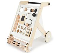 Bieco Andador de madera en blanco y negro | Multifuncional bebé andador | andador para bebés para promover la motricidad | andador para bebés con neumáticos de goma | Activity andador para bebés