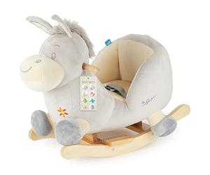 Bieco Animal mecedora de peluche - Burro Fips - 60 cm - Silla mecedora infantil con cinturón de seguridad - Columpio para bebé a partir de 9 meses - Caballo mecedora de madera