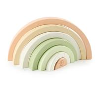 Bieco Arco Iris de Madera - Torre Apilable Montessori para Bebé, Juego de Montaje y Decoración a partir de 1 Año, Diseño de Conejo Fino