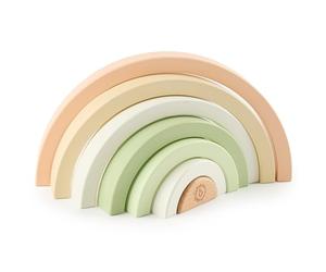 Bieco Arco Iris de Madera - Torre Apilable Montessori para Bebé, Juego de Montaje y Decoración a partir de 1 Año, Diseño de Conejo Fino