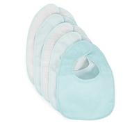 BIECO Baberos Impermeables 5x | para Bebe Recien Nacido, 0 Meses, Blanco de Algodon Rizo, Velcro Pechitos