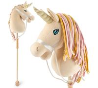 BIECO Caballo de Palo Infantil Unicornio Aurora | Caballos de Juguete | Caballo Palo con Ruedas | Madera con | Bonitos Caballos para Niños