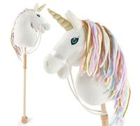 BIECO Caballo de Palo Infantil Unicornio Rainbow | Caballos de Juguete | Caballo Palo con Ruedas | Madera | Bonitos Caballos para niños