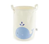 Bieco Cesto para la ropa de bebé ballena, gran cesta de almacenamiento para niños, algodón y resistente al agua, para guardar la habitación de los niños, cesta de ropa infantil, cesta de juguetes para