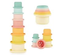 Bieco Cubos Apilables Bebe de Silicona Tropical Vibes | Vasos Apilables para Bebes 1 Año Juguetes Sensoriales para Niños de 1 Años Regalo para Niña Juegos Bebe 1 Año Juguete Montessori