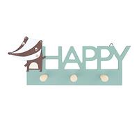 BIECO Garderobe Kinder Happy | Perchero Infantil Madera | Ganchos | Perchero Pared Madera | Colgador Ropa Infantil | 30 cm | 3 Ganchos |