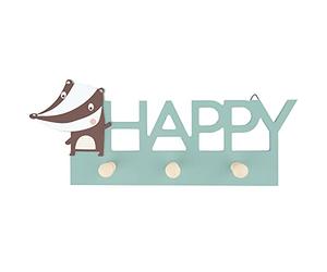 BIECO Garderobe Kinder Happy | Perchero Infantil Madera | Ganchos | Perchero Pared Madera | Colgador Ropa Infantil | 30 cm | 3 Ganchos |