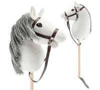 BIECO Hobby Horse Caballo de Palo Blanco - Talla M, con Brida | Palo y Cola Desmontables, para Salto, Doma y Juegos | Caballos Hobby Horse