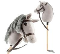 BIECO Hobby Horse Caballo de Palo Gris - Talla S, con Brida | Palo y Cola extraíbles, para Salto, Doma y Juego | Caballos Hobby Horse