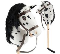 Bieco Hobby Horse Steckenpferd Schecke - Tamaño S, con muserola | Barra desmontable y cola, para salto, doma y juego | Hobby Horse Pferde