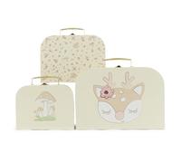 Bieco Juego de 3 maletas para niños Ella Vintage Flowers, maletín de cartón para niños, asas de metal, minimaletas en caja de regalo, maleta pequeña para niños, maletín de juguete para niños
