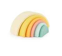 BIECO Juego de construcción arco iris de silicona - Tropical Vibes - Bloques de construcción Montessori en colores pastel - Juego de motricidad para bebé