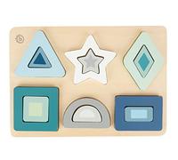 Bieco Juguete de madera para bebé - Puzzle geométrico a partir de 1 año - Pastel - Puzzle de formas para bebé - puzzle de madera - Bloques de construcción - Puzzle de madera formas y colores juego de
