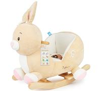 Bieco Juguete mecedora de peluche Hopsi, 60 cm, mecedora para niños con cinturón de seguridad, columpio para bebé, columpio para bebés a partir de 9 meses, balancín de madera