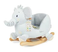 Bieco Mecedora de peluche con diseño de elefante Tiko | mecedora infantil con cinturón de seguridad | columpio para bebé | columpio para niños pequeños | balancín de madera a partir de 9 meses