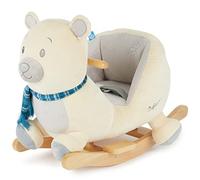 Bieco Mecedora de peluche de oso polar Lars, 60 cm, mecedora para niños con cinturón de seguridad, columpio para bebé, columpio para bebés a partir de 9 meses, madera de caballo mecedora