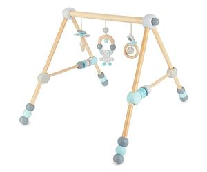 Bieco Spieltrapez | Trampolín para Baby - Figuras, Rasseln, Kugeln- Ajustable en Altura | Trampolín Holz | Centro de Actividades para Bebés Gym | Juguete de Madera para Baby
