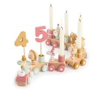 Bieco Tren de Cumpleaños Berry Look de Madera | 0-99 años con 6 Velas | Tren Madera Juguete | Trenes de Juguetes para Niños Juguetes de Madera Juguetes Niño 1 Año Regalos Niño 1 Año Tren Juguete