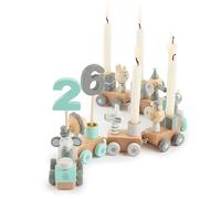 Bieco Tren de Cumpleaños Scandi Look de Madera | 0-99 años con 6 Velas | Tren Madera Juguete | Trenes de Juguetes para Niños Juguetes Niño 1 Año Regalos Niño 1 Año